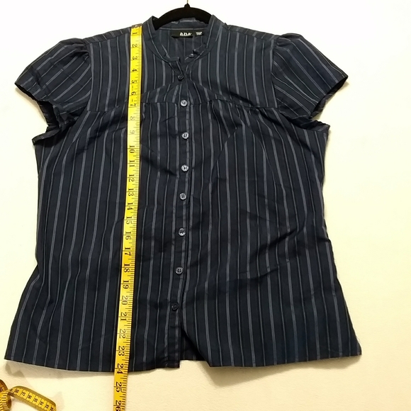 a.n.a Striped Blouse with Gathered Sleeves - Picture 6 of 7